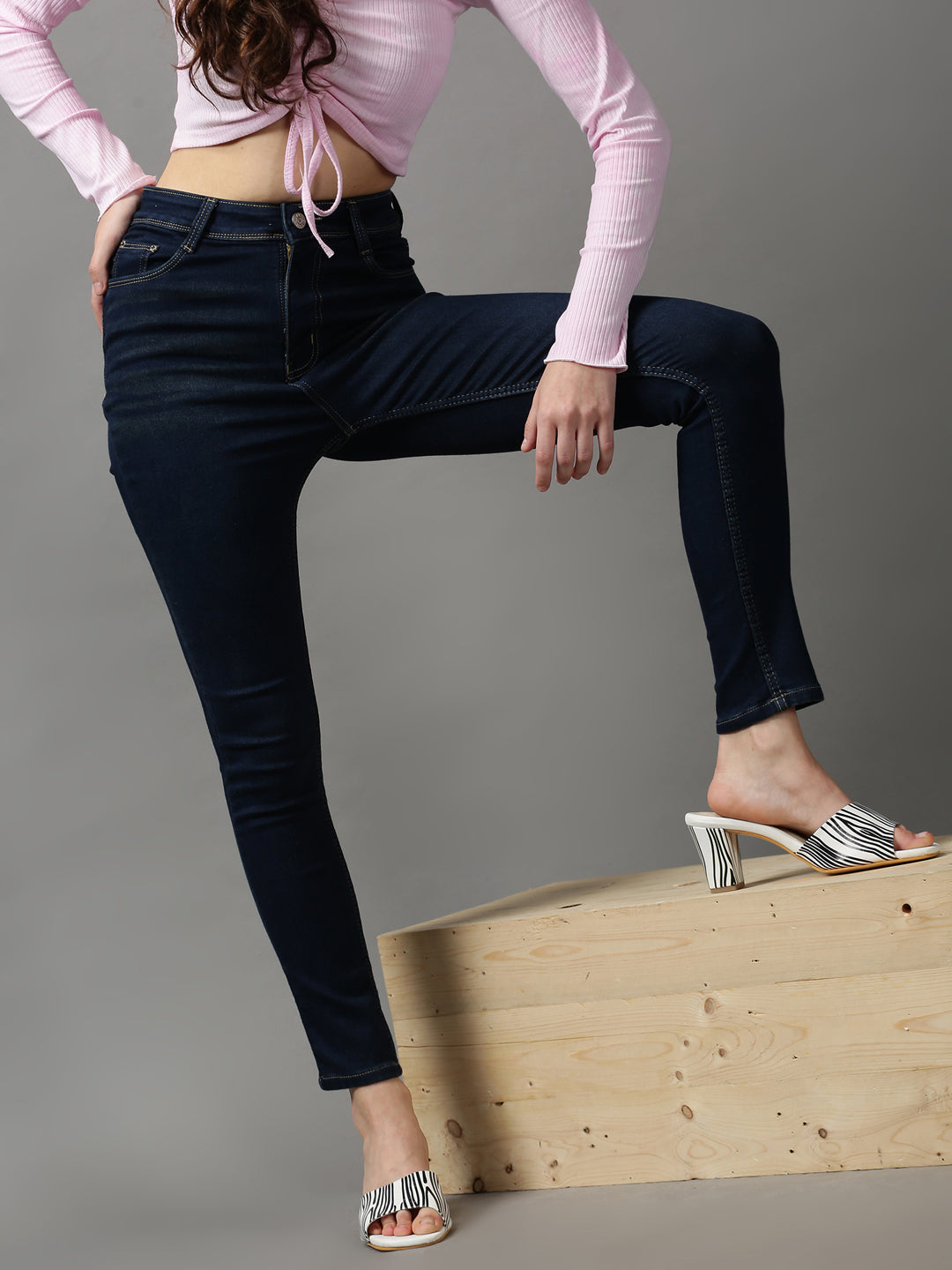 Women's Navy Blue Skinny Fit Stretchable Denim Jeans