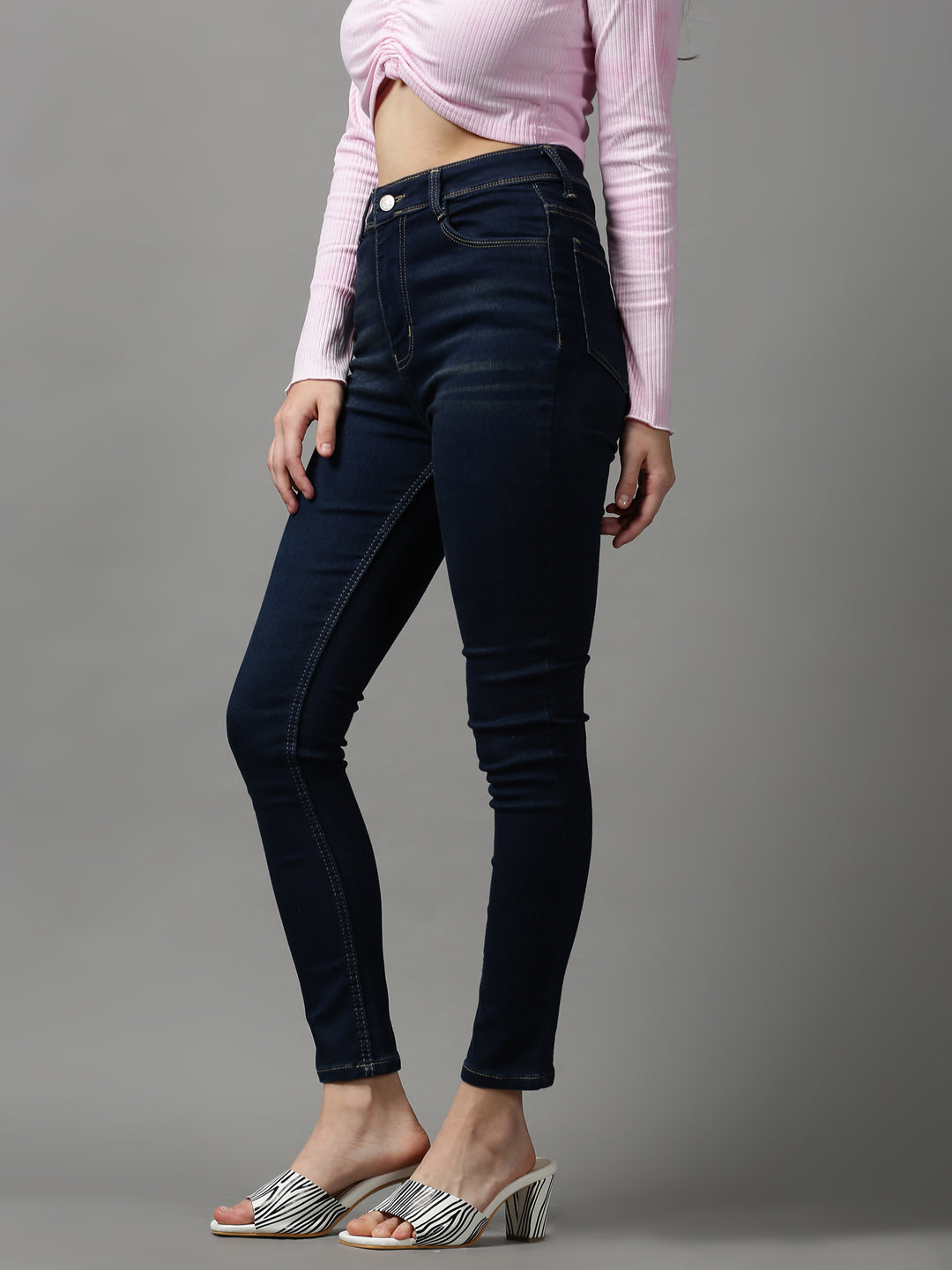 Women's Navy Blue Skinny Fit Stretchable Denim Jeans