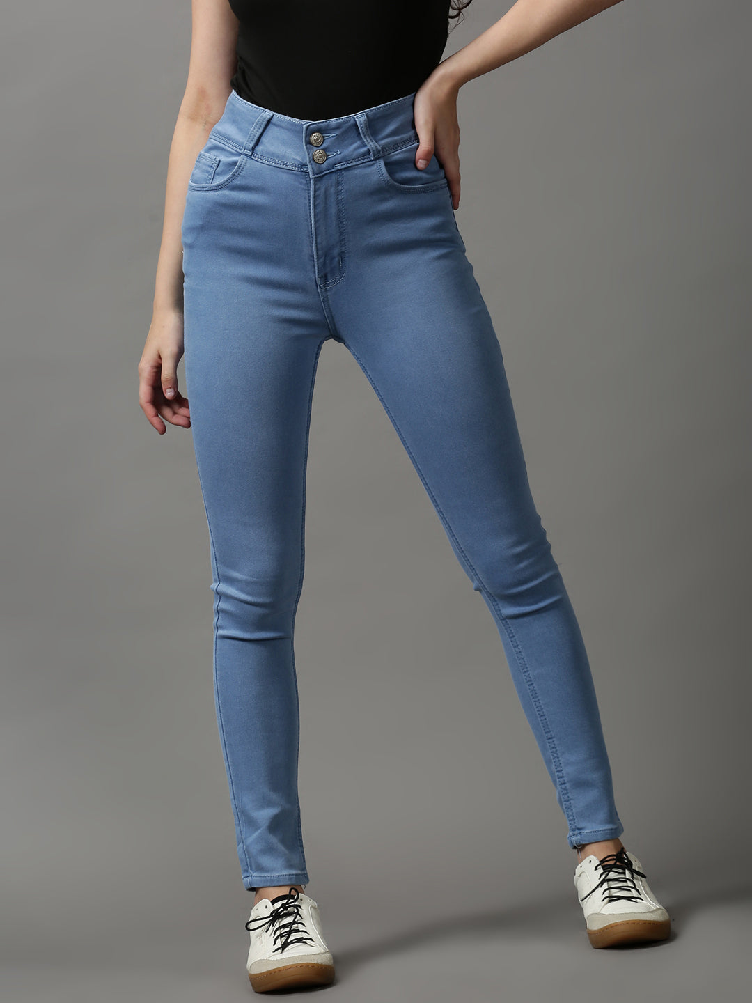 Women's Blue Skinny Fit Light Fade Stretchable Denim Jeans