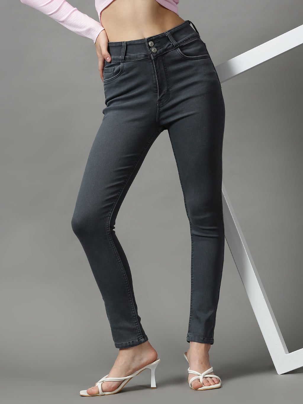 Women's Grey Skinny Fit Stretchable Denim Jeans