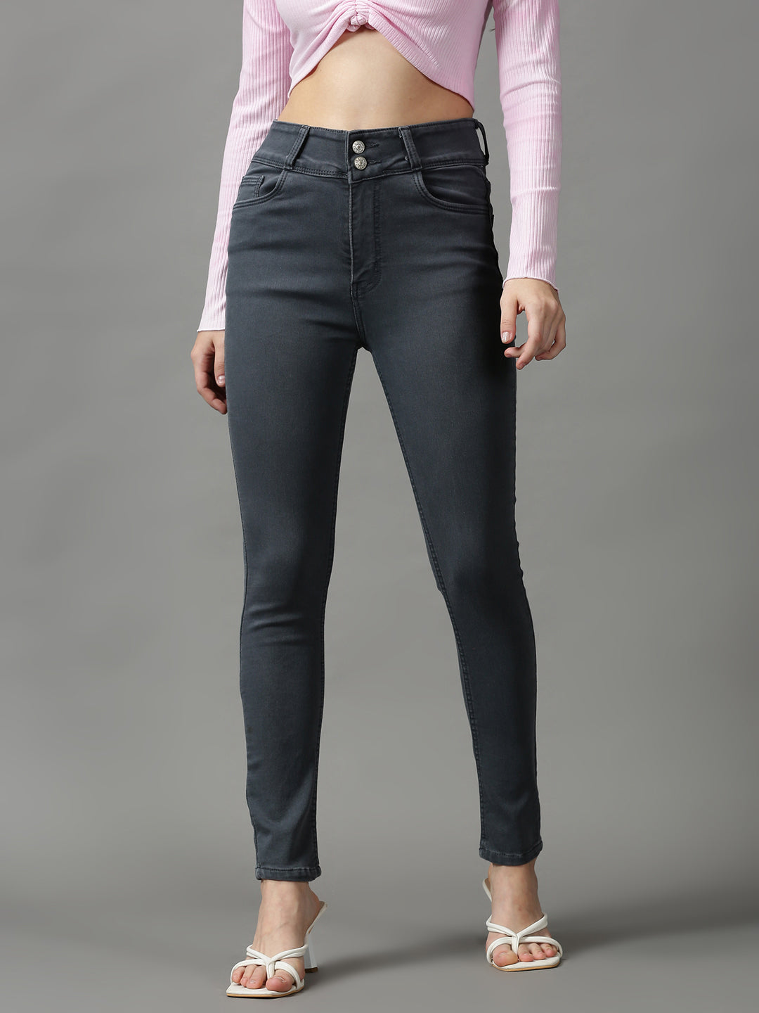 Women's Grey Skinny Fit Stretchable Denim Jeans