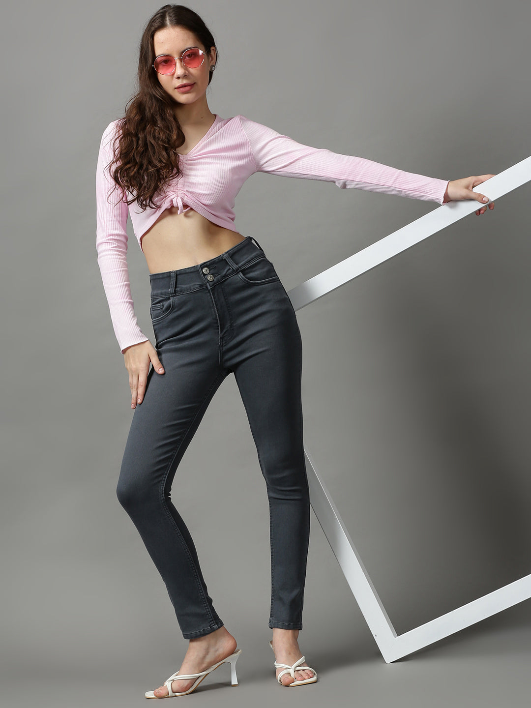 Women's Grey Skinny Fit Stretchable Denim Jeans