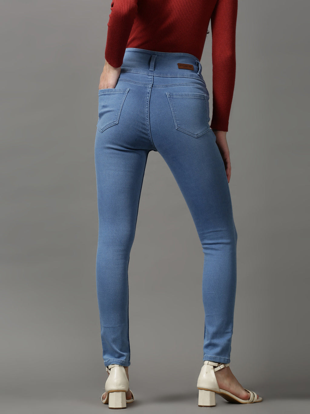Women's Blue Skinny Fit High-Rise Light Fade Stretchable Denim Jeans