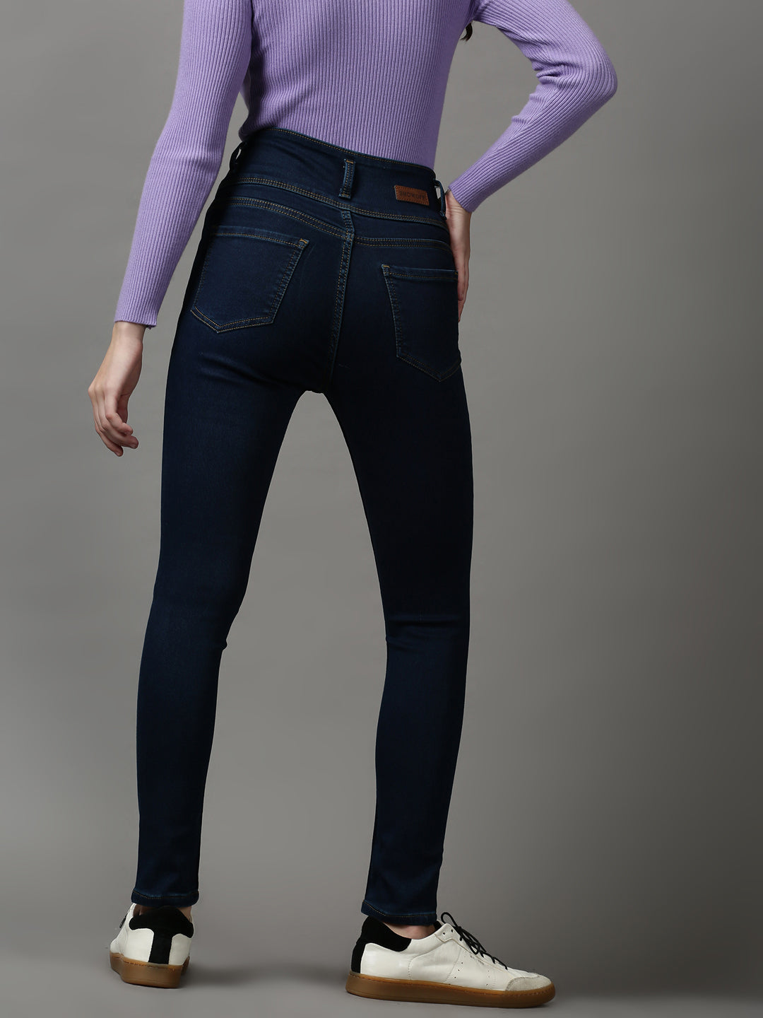 Women's Navy Blue Skinny Fit Clean Look High-Rise Stretchable Denim Jeans