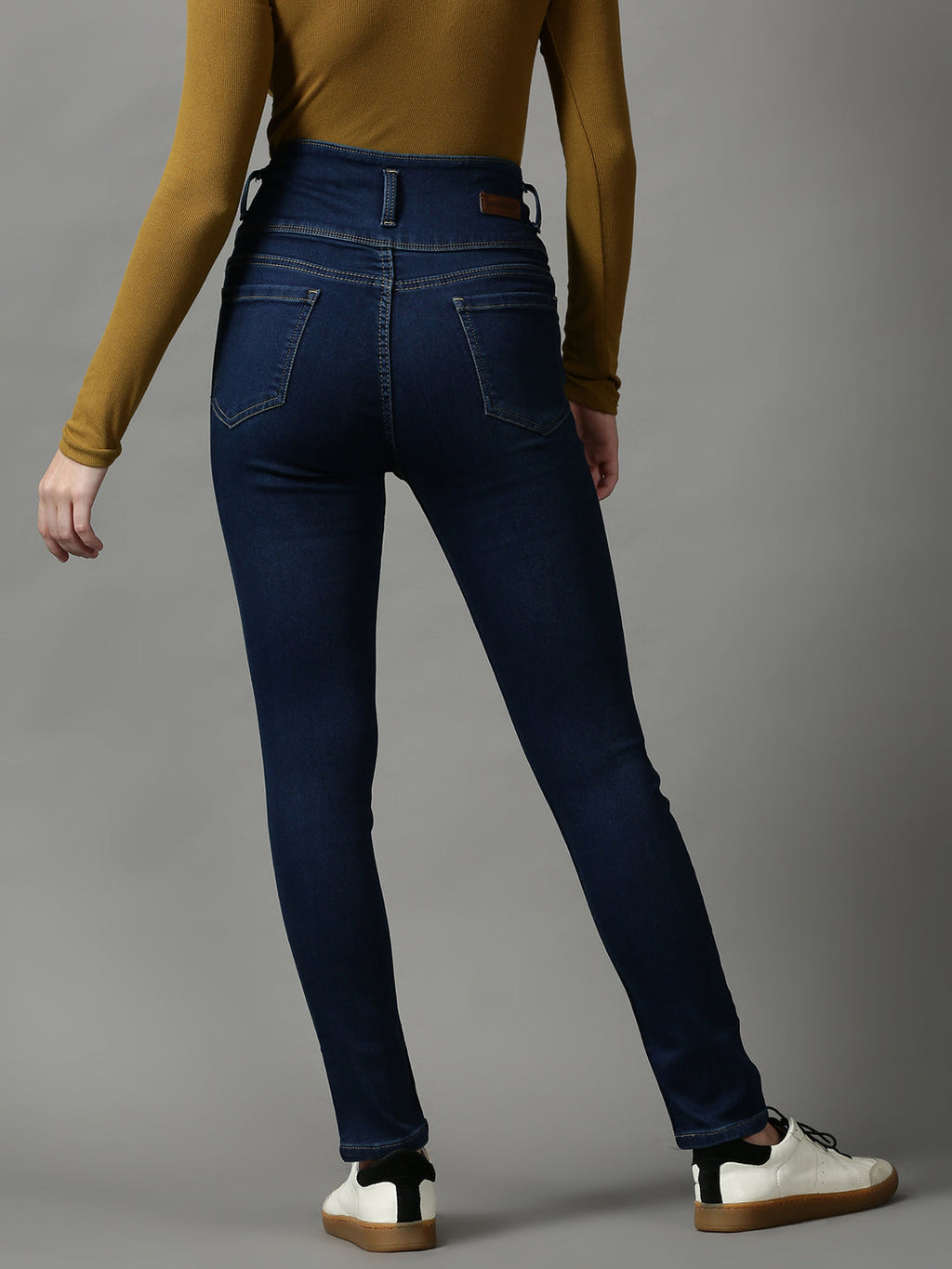 Women's Navy Blue Skinny Fit High-Rise Stretchable Denim Jeans