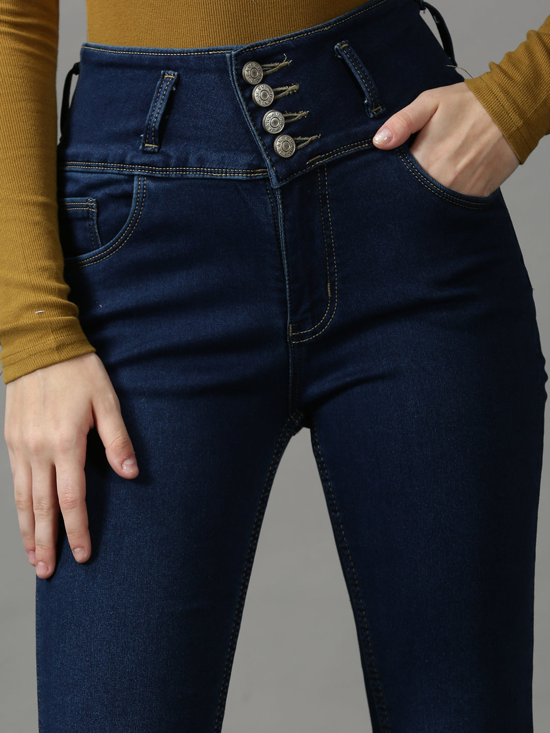 Women's Navy Blue Skinny Fit High-Rise Stretchable Denim Jeans