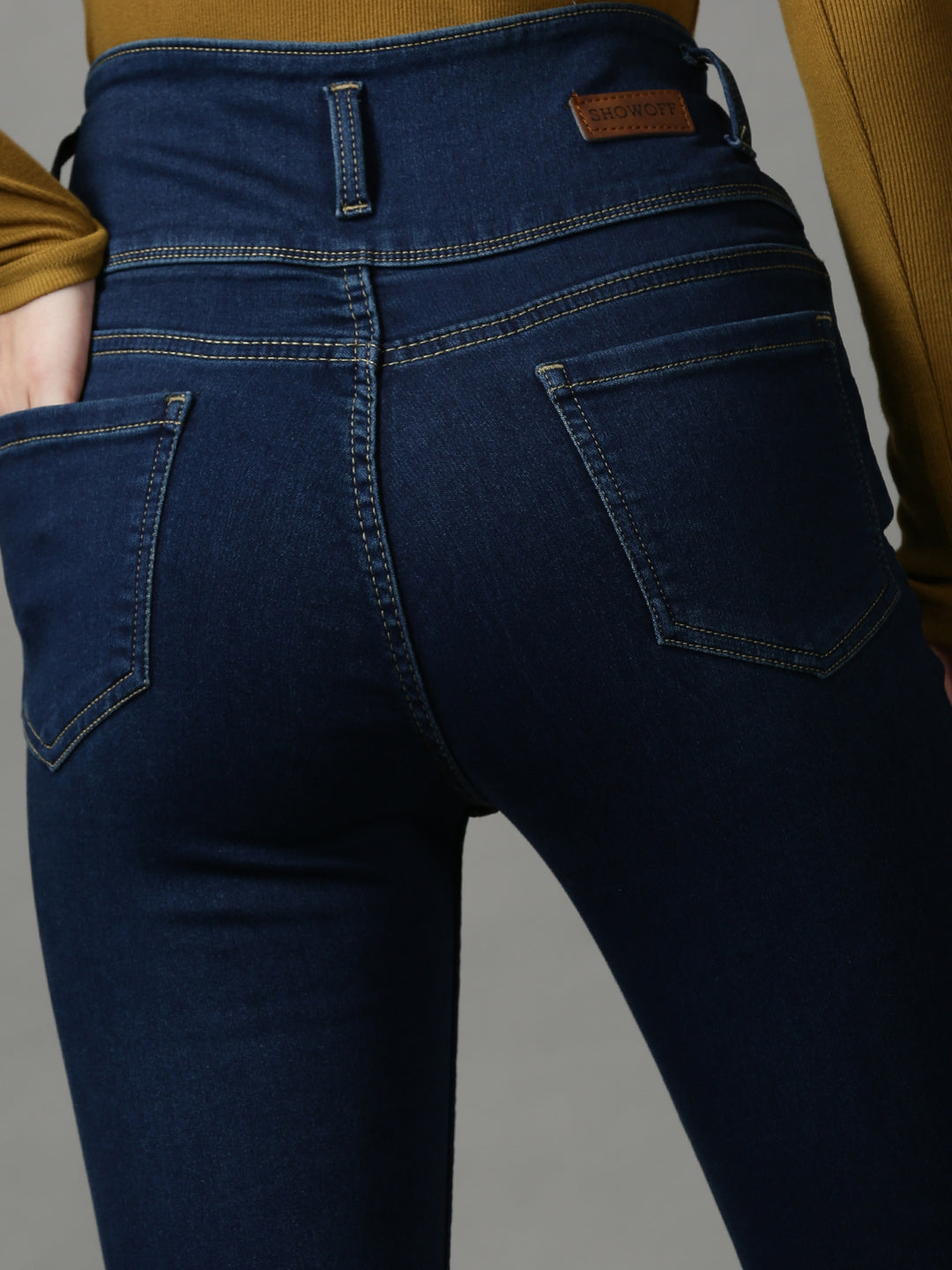 Women's Navy Blue Skinny Fit High-Rise Stretchable Denim Jeans