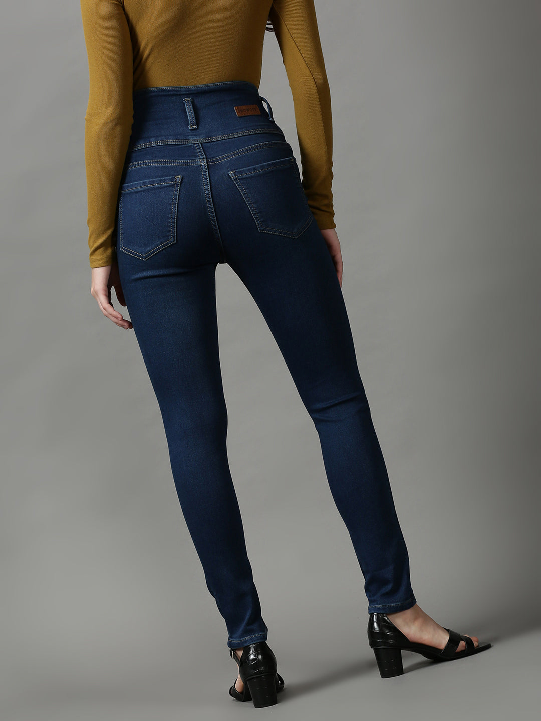Women's Navy Blue Skinny Fit High-Rise Stretchable Denim Jeans