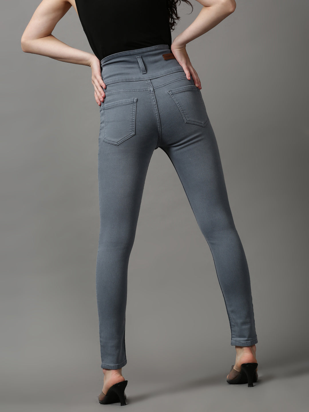 Women's Grey Skinny Fit High-Rise Stretchable Denim Jeans