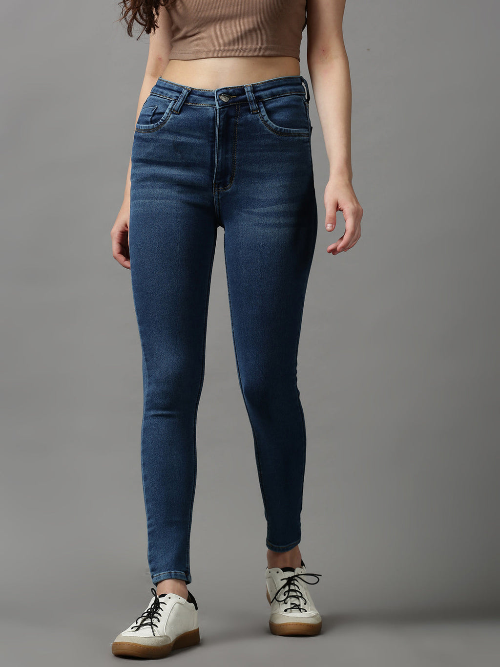 Women's Blue Skinny Fit Light Fade Stretchable Denim Jeans