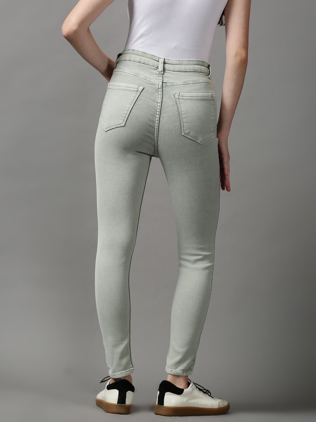 Women's Green Skinny Fit Stretchable Denim Jeans