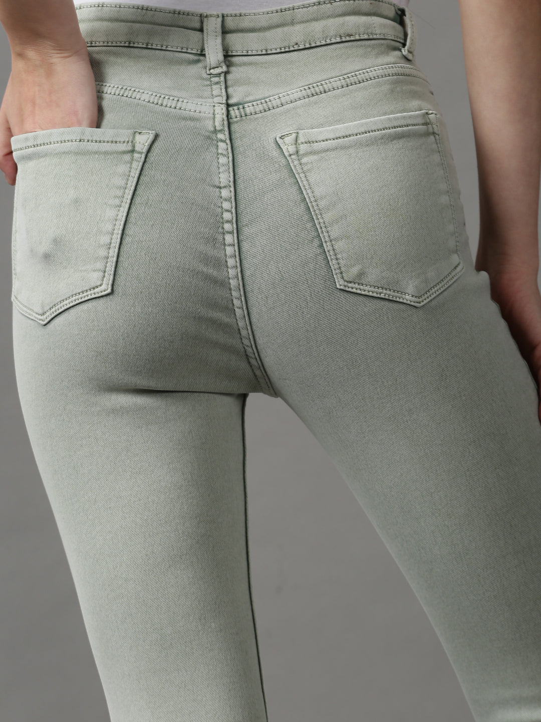 Women's Green Skinny Fit Stretchable Denim Jeans