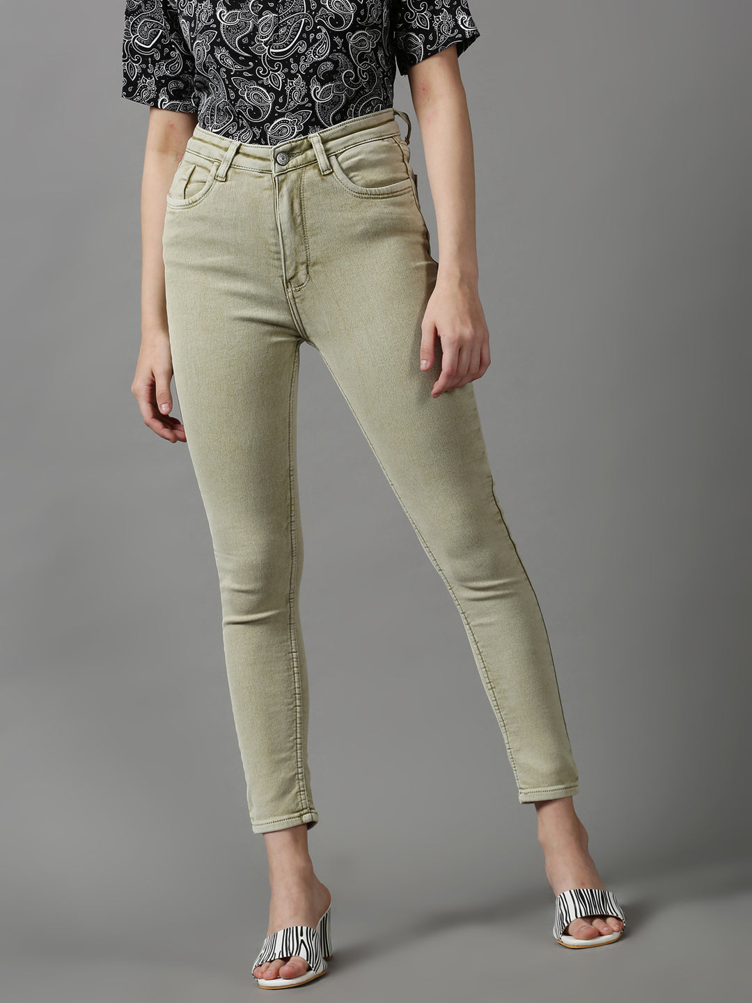 Women's Olive Skinny Fit Stretchable Denim Jeans