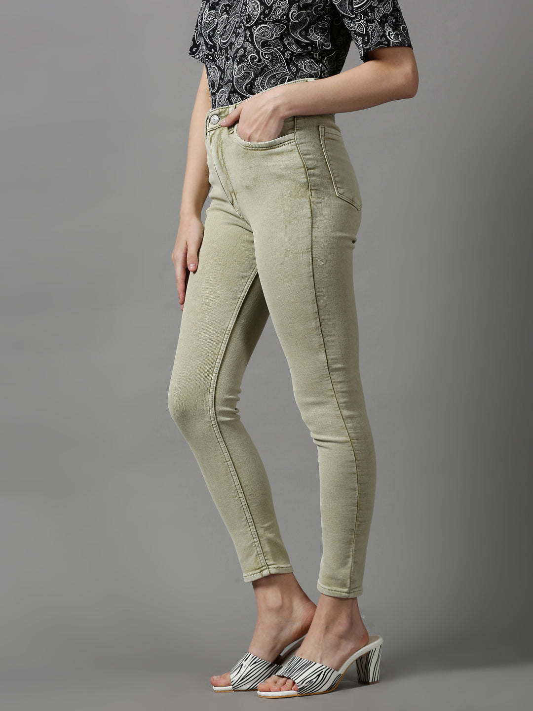 Women's Olive Skinny Fit Stretchable Denim Jeans