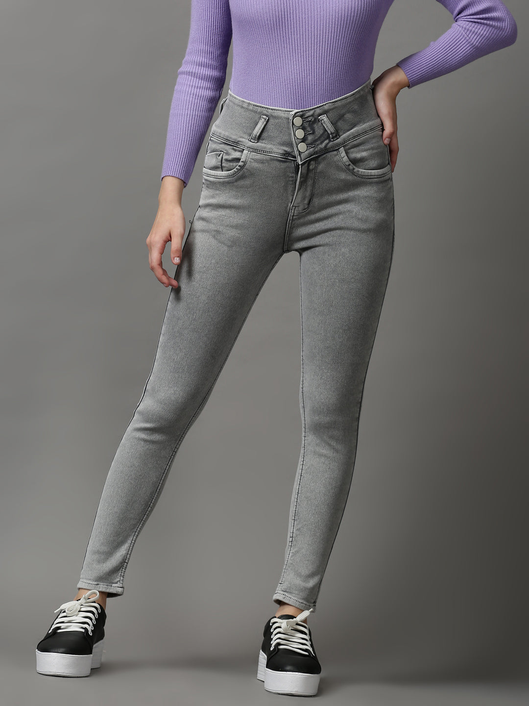 Women's Grey Skinny Fit Stretchable Denim Jeans