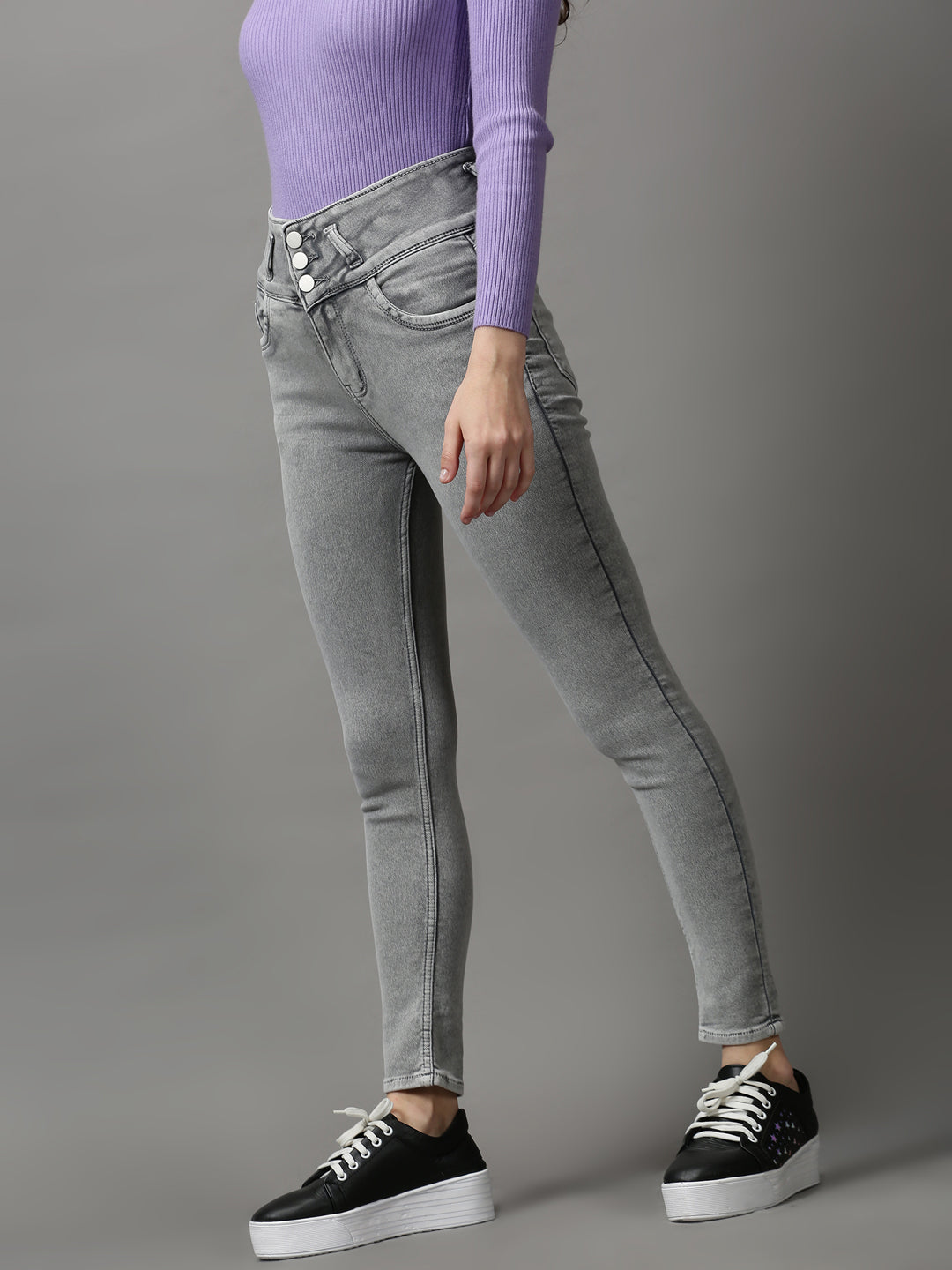 Women's Grey Skinny Fit Stretchable Denim Jeans