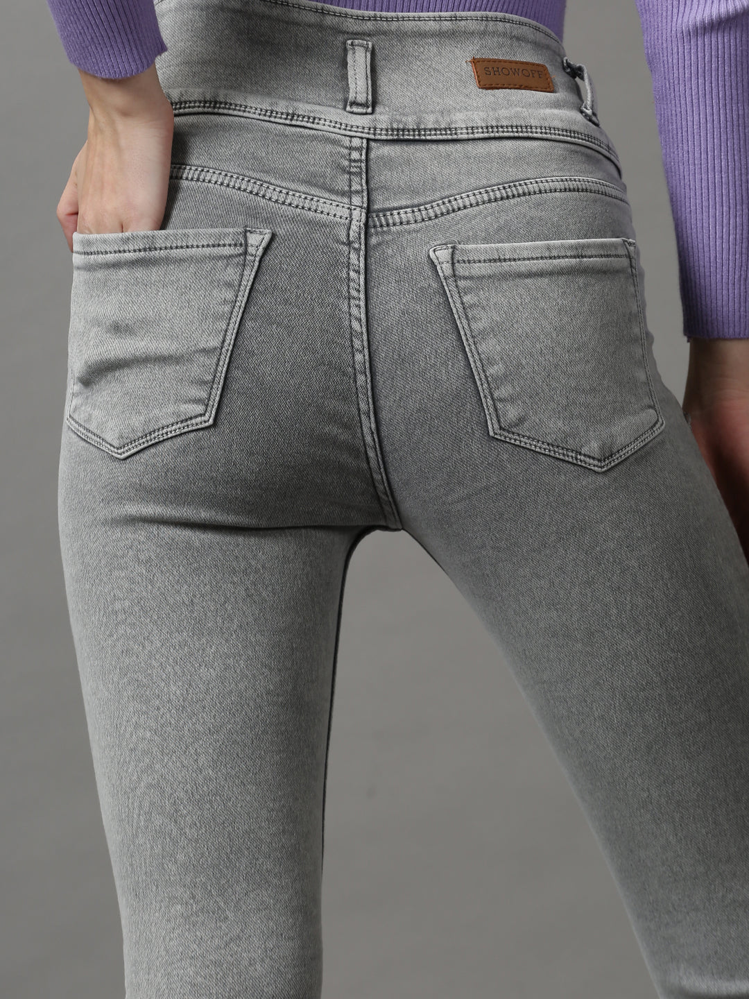 Women's Grey Skinny Fit Stretchable Denim Jeans
