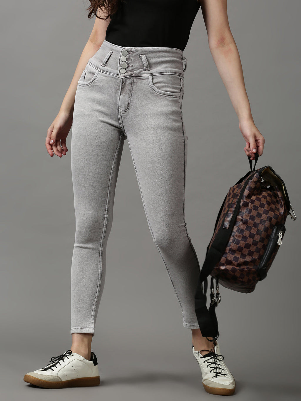 Women's Brown Skinny Fit High-Rise Stretchable Denim Jeans