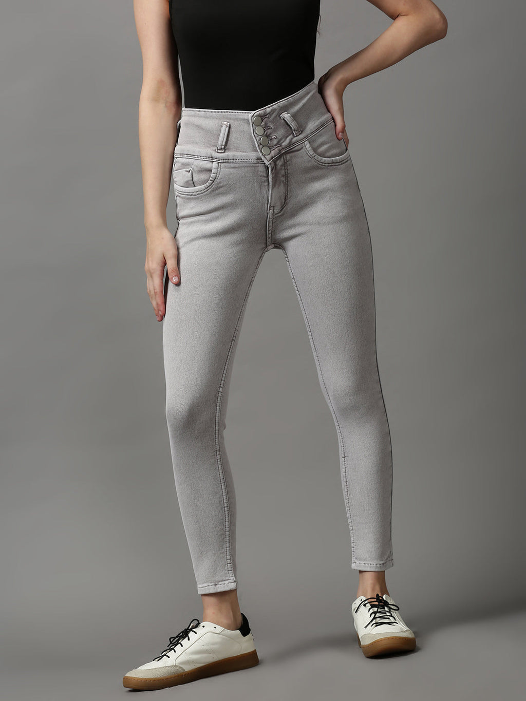 Women's Brown Skinny Fit High-Rise Stretchable Denim Jeans