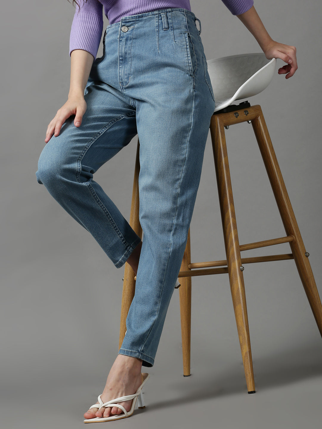 Women's Blue Tapered Fit Stretchable Denim Jeans