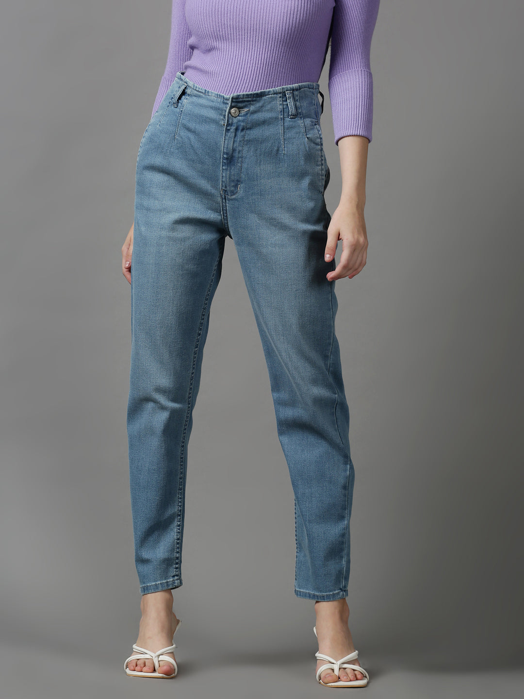 Women's Blue Tapered Fit Stretchable Denim Jeans