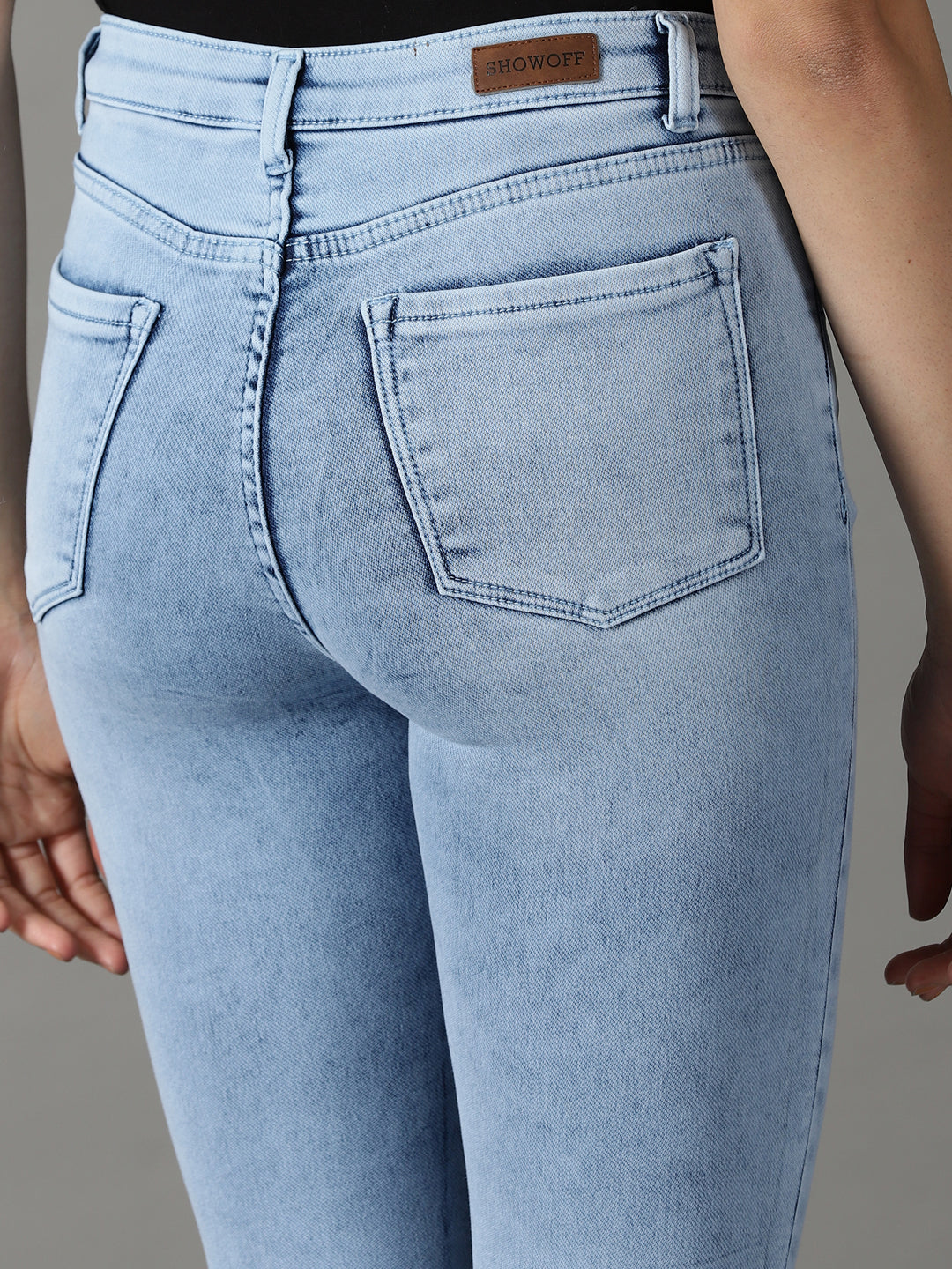 Women's Blue Skinny Fit Heavy Fade Acid Wash Cotton Stretchable Jeans