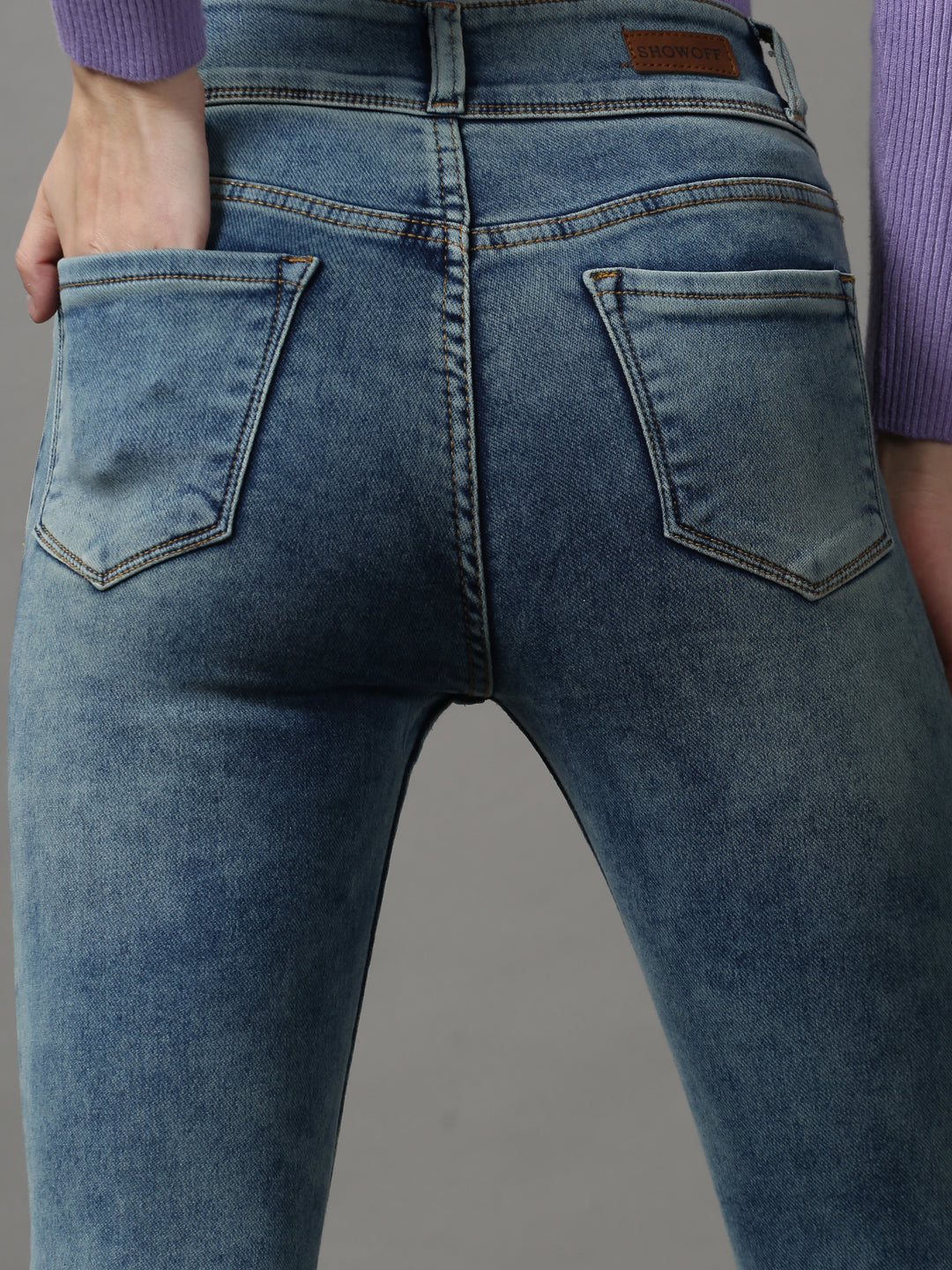 Women's Blue Skinny Fit High-Rise Light Fade Stretchable Denim Jeans