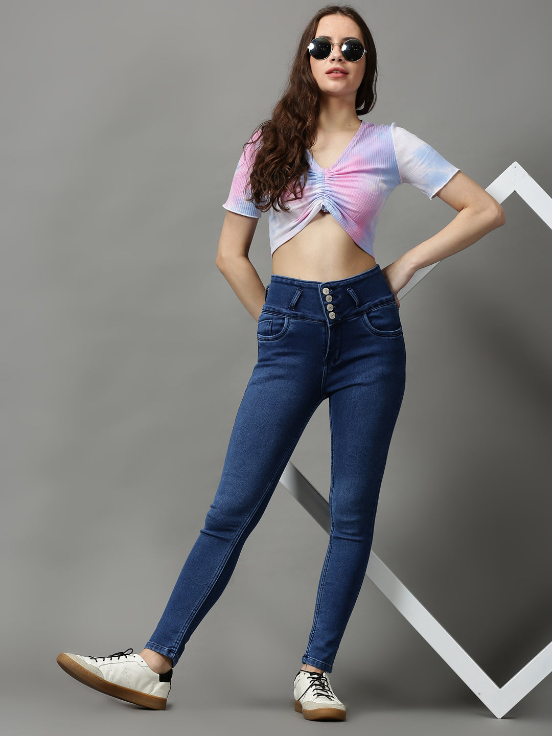 Women's Blue Skinny Fit Clean Look Stretchable Denim Jeans