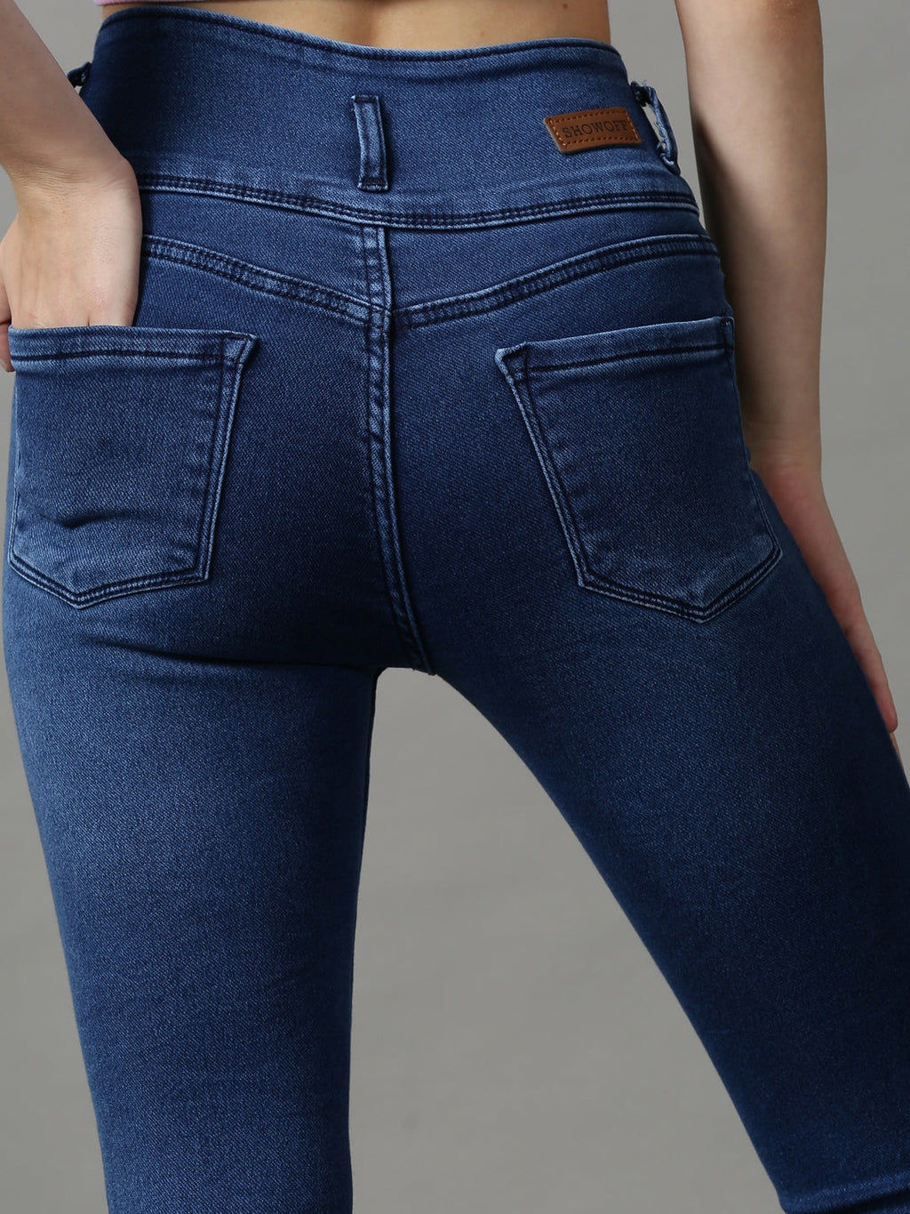 Women's Blue Skinny Fit Clean Look Stretchable Denim Jeans