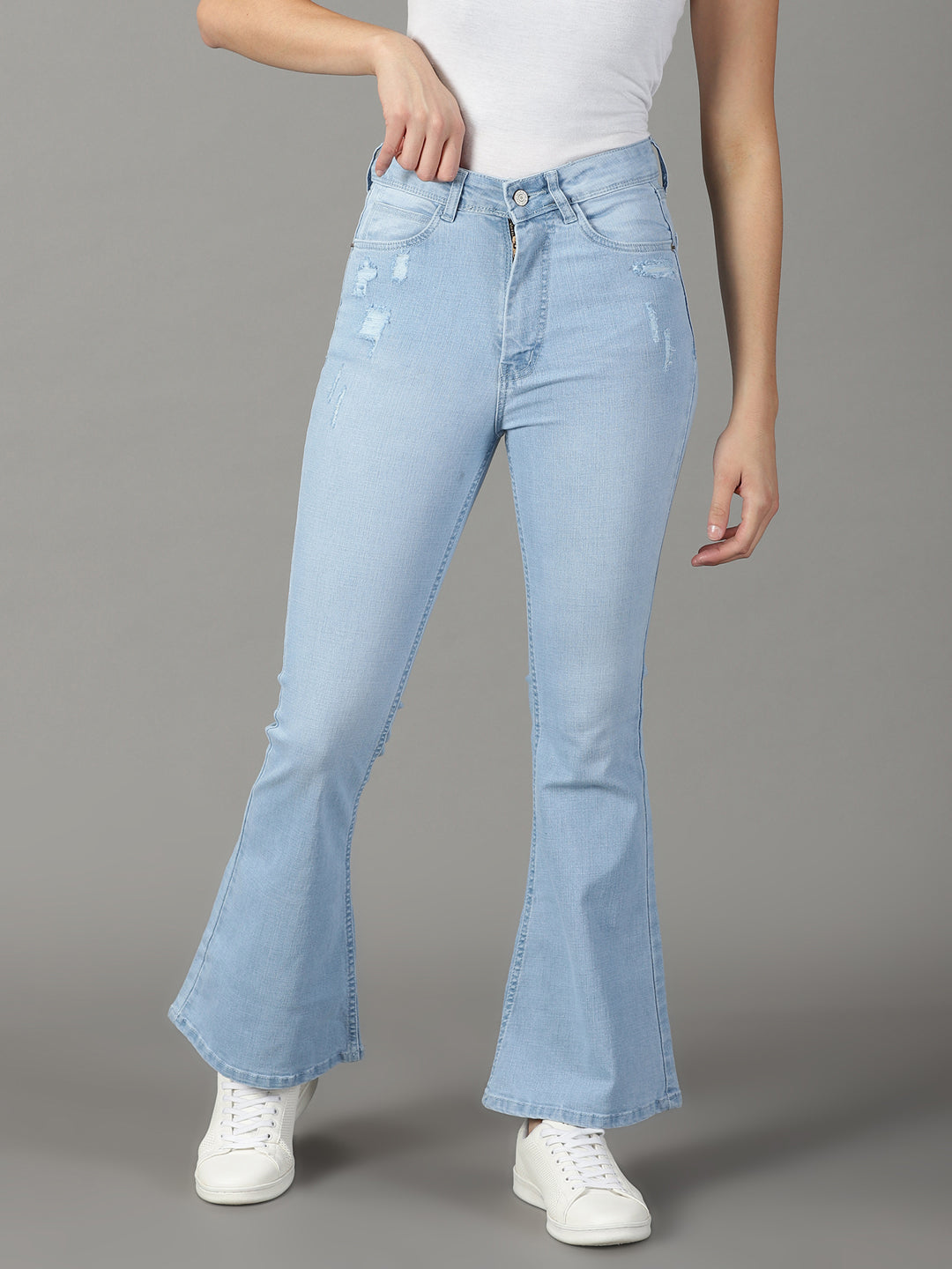 Women's Blue Bootcut High-Rise Stretchable Jeans