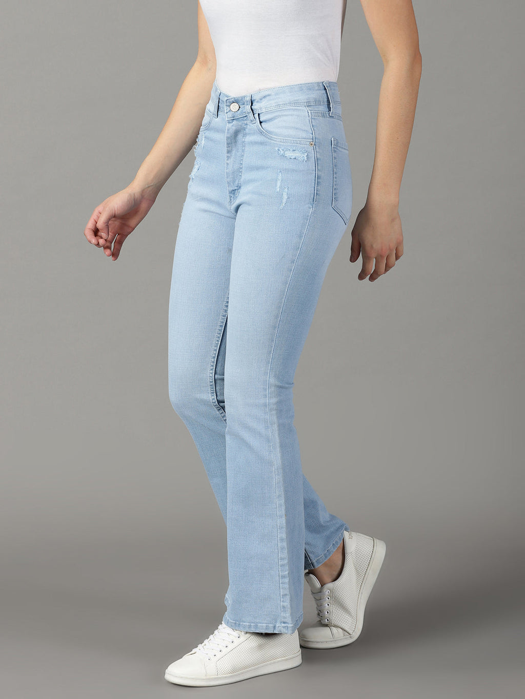 Women's Blue Bootcut High-Rise Stretchable Jeans