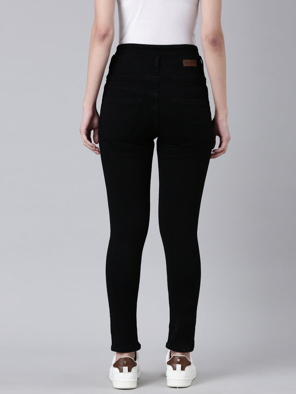 Women's Black Slim Fit Mid-Rise Acid Wash Denim Jeans