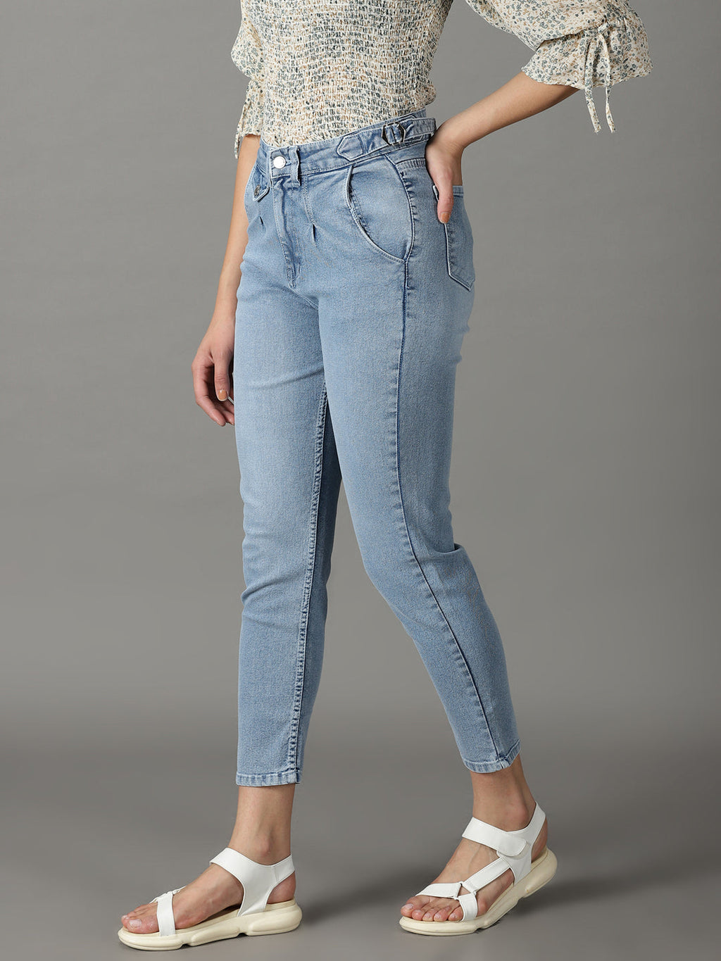 Women's Blue High-Rise Light Fade Stretchable Cotton Jeans