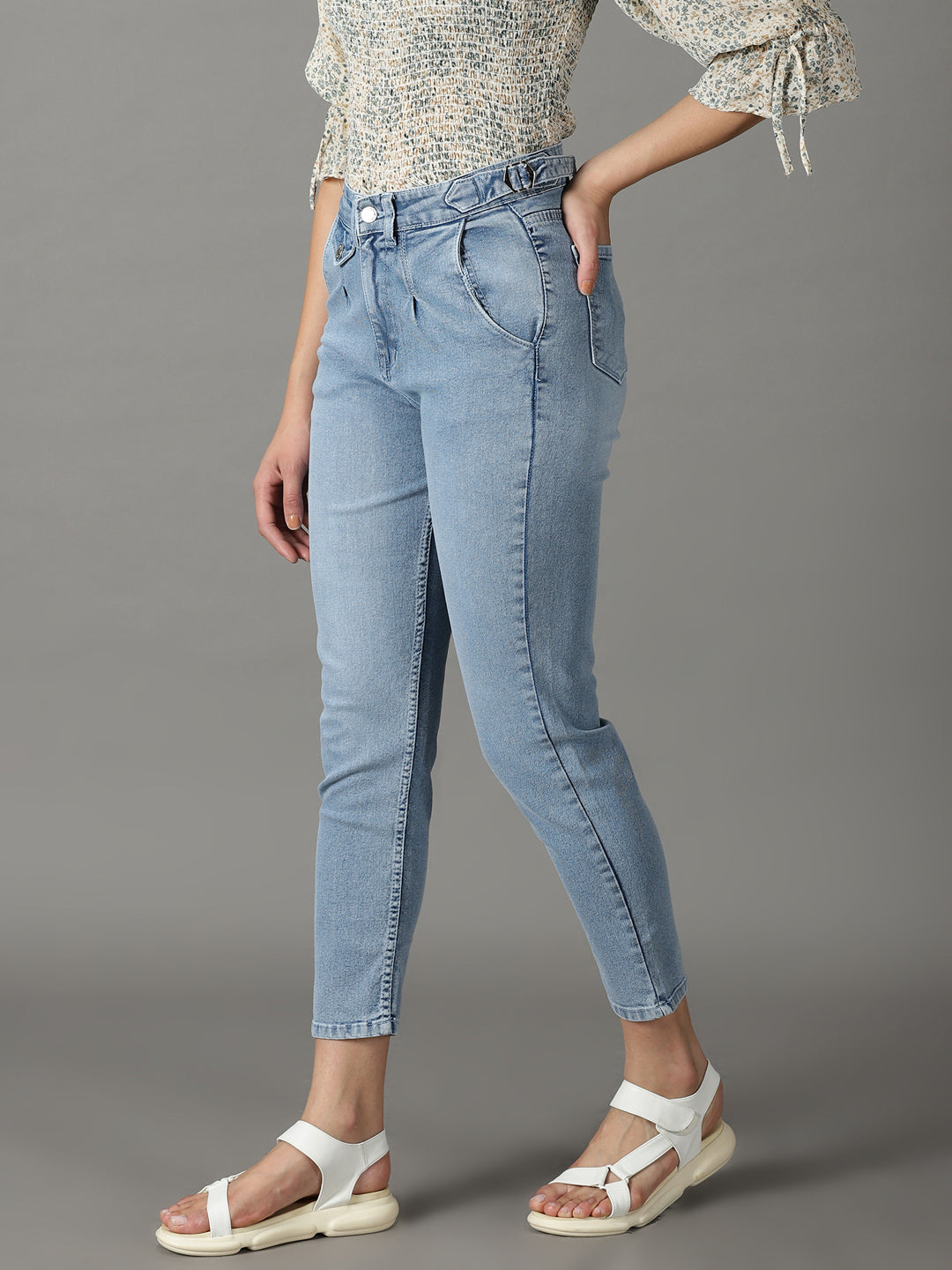 Women's Blue High-Rise Light Fade Stretchable Cotton Jeans