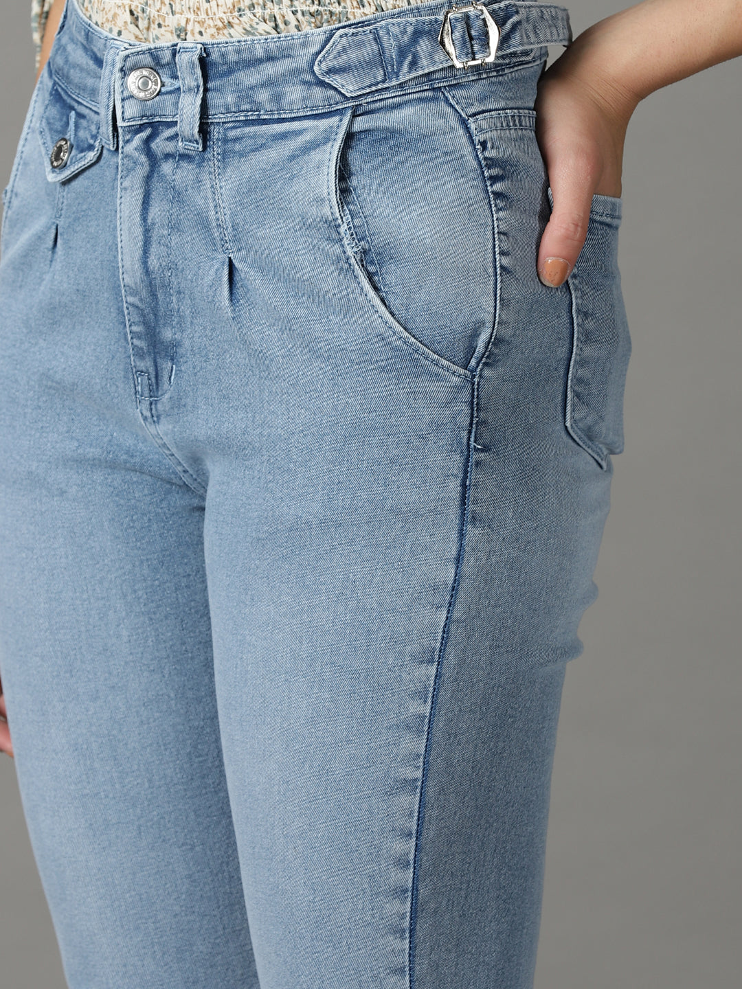 Women's Blue High-Rise Light Fade Stretchable Cotton Jeans