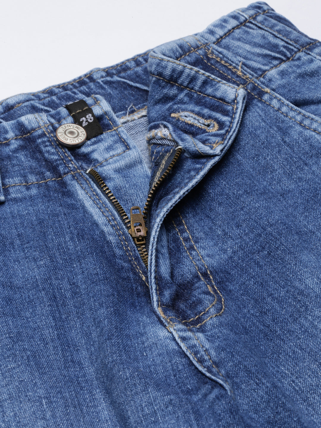 Women's Blue Heavy Fade Acid Wash Mom Fit Denim Jeans