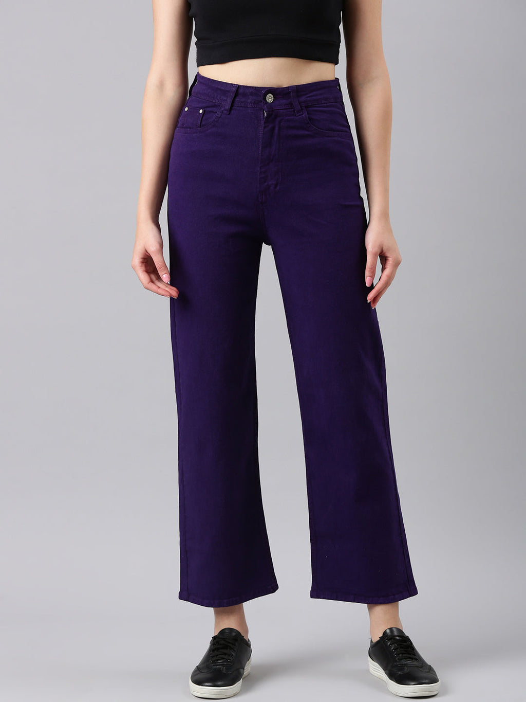 Women's Violet Straight Fit Acid Wash Stretchable Denim Jeans