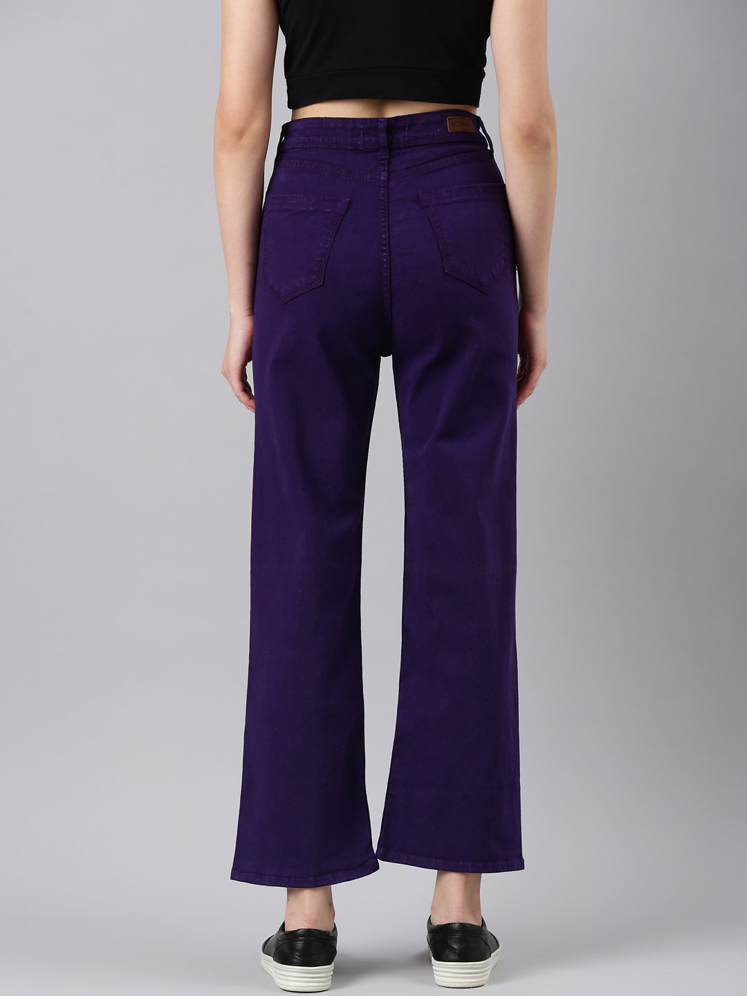 Women's Violet Straight Fit Acid Wash Stretchable Denim Jeans