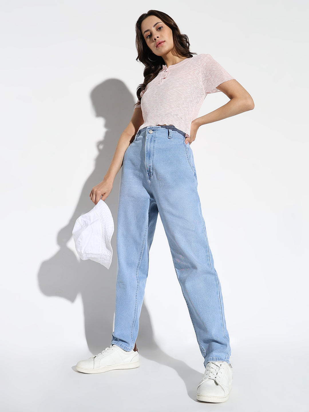 Women's Blue Comfort Mom Fit Stretchable Denim Jeans