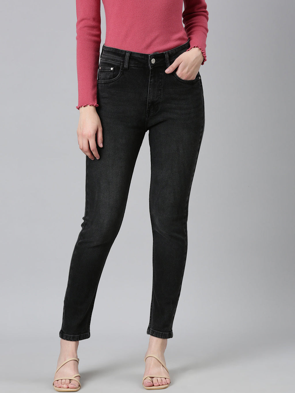 Women's Black Light Fade High-Rise Denim Jeans