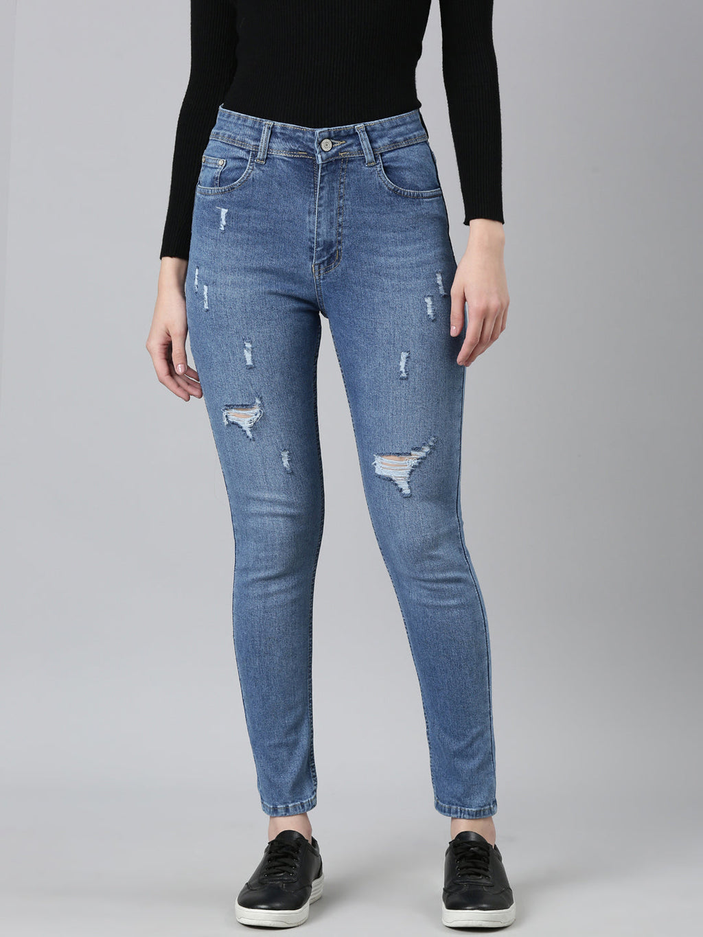 Women's Blue High-Rise Light Fade Denim Jeans