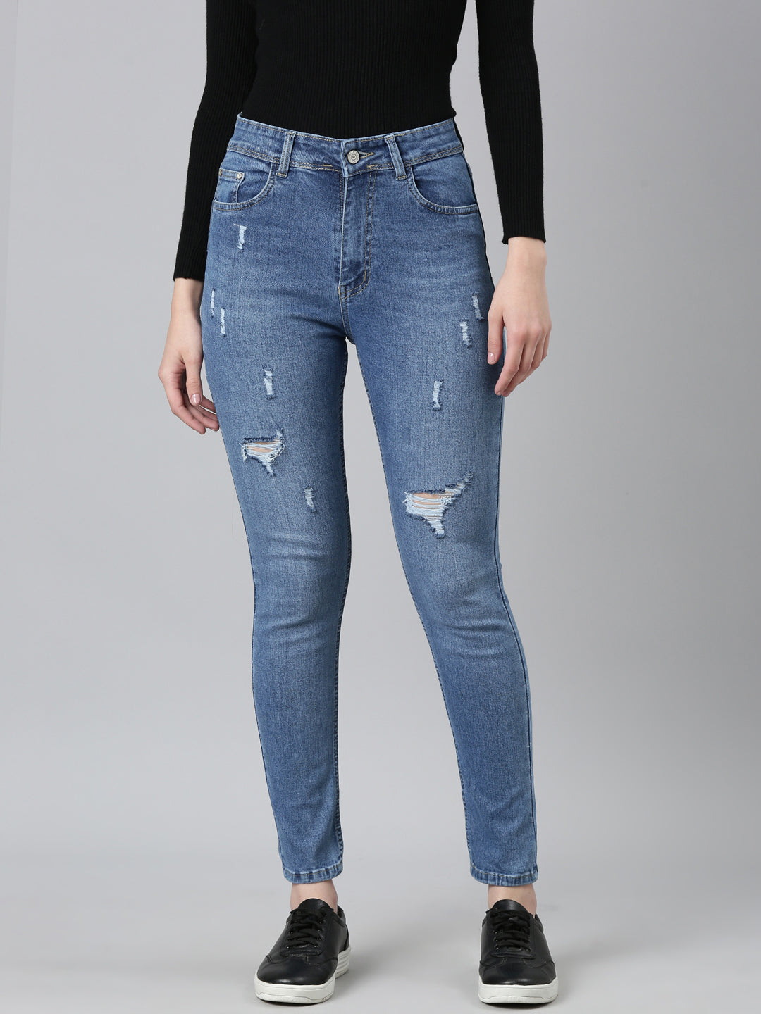Women's Blue High-Rise Light Fade Denim Jeans