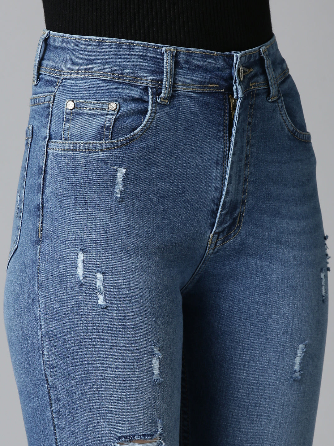 Women's Blue High-Rise Light Fade Denim Jeans