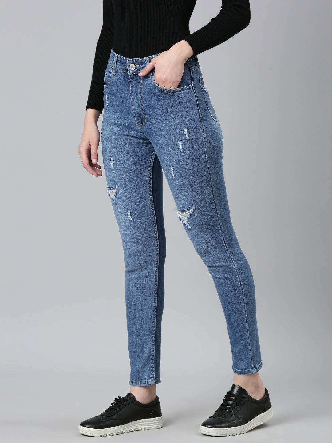 Women's Blue High-Rise Light Fade Denim Jeans