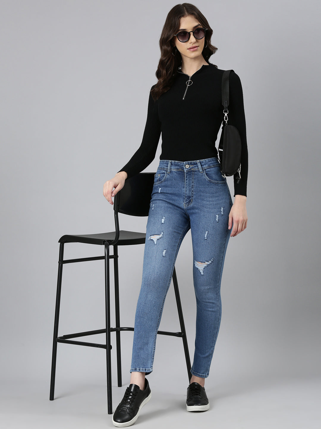 Women's Blue High-Rise Light Fade Denim Jeans