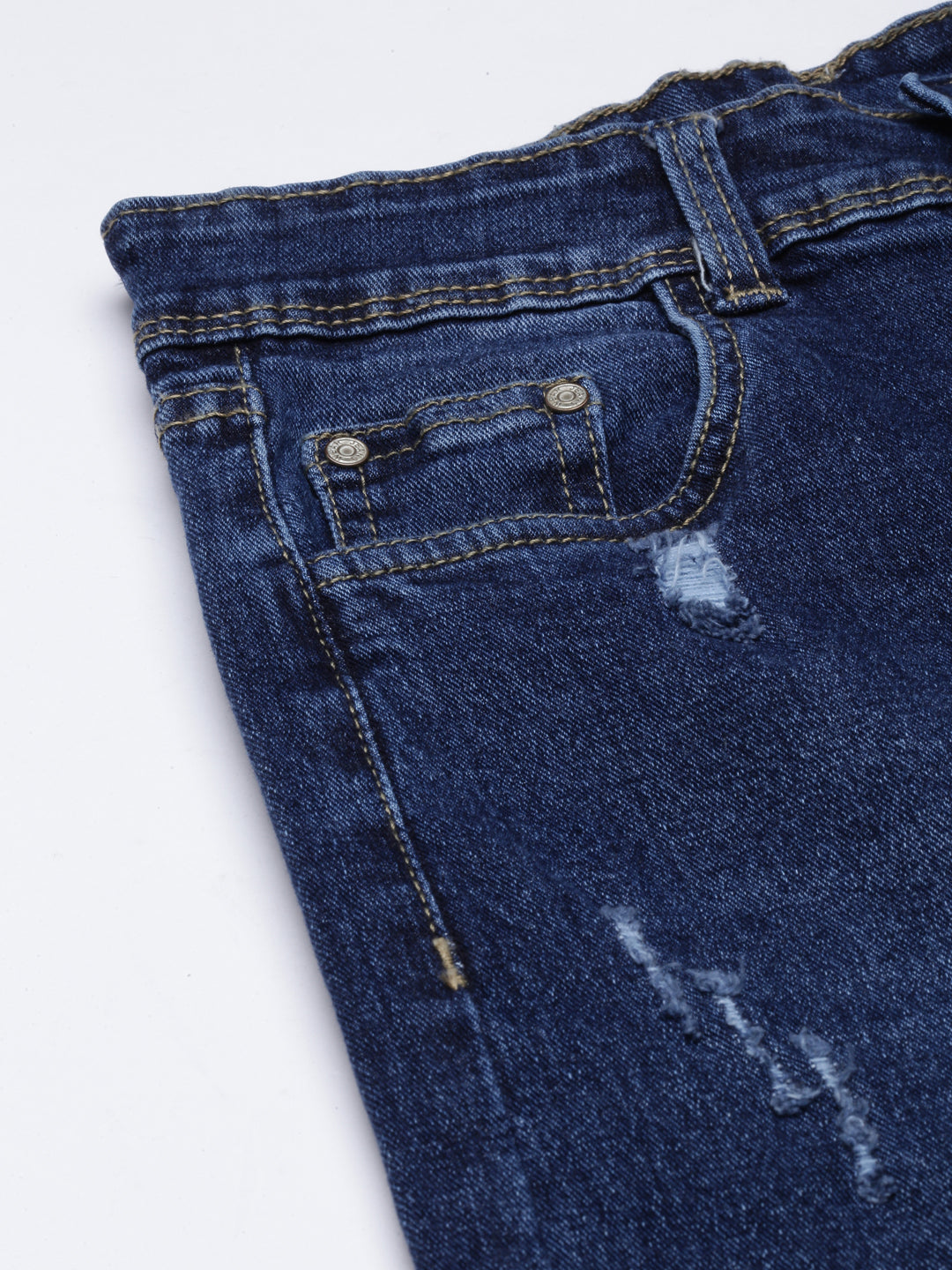 Women's Navy Blue Mid Rise Straight Fit Light Fade Denim Jeans