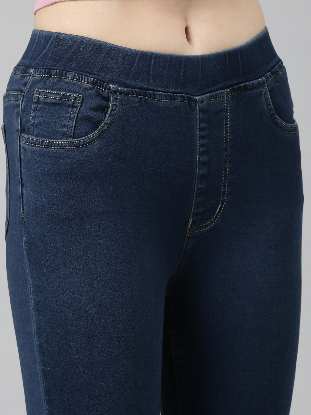 Women's Blue Mid Rise Jean Skinny Fit Clean Look Stretchable Jeans