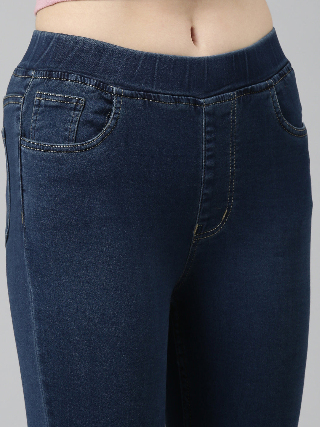 Women's Blue Mid Rise Jean Skinny Fit Clean Look Stretchable Jeans