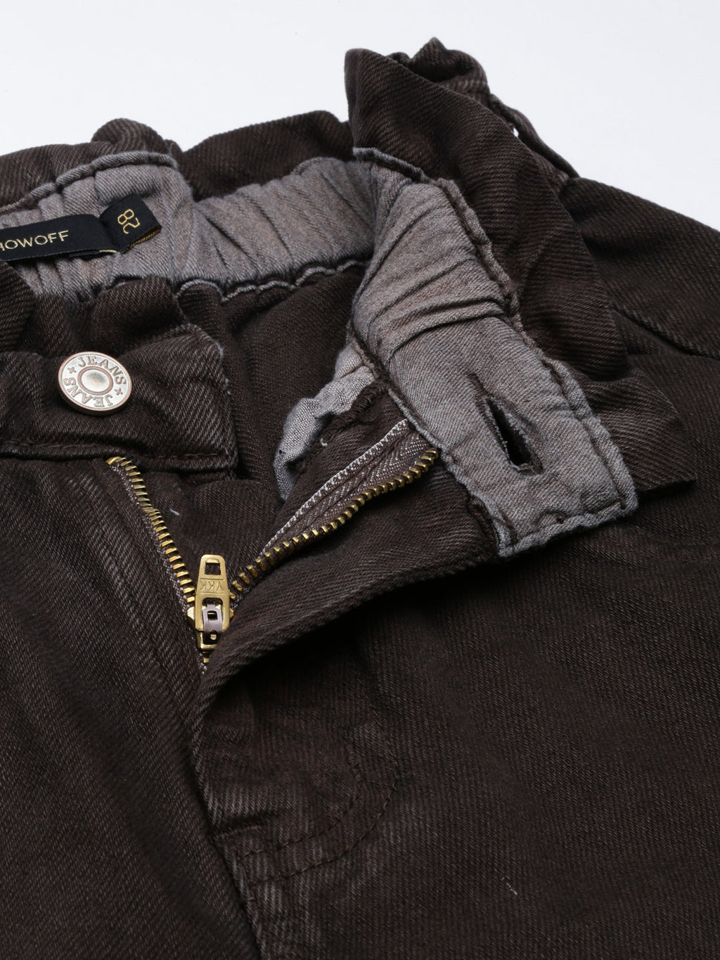 Women's Brown Mid-Rise Mom Fit Denim Jeans