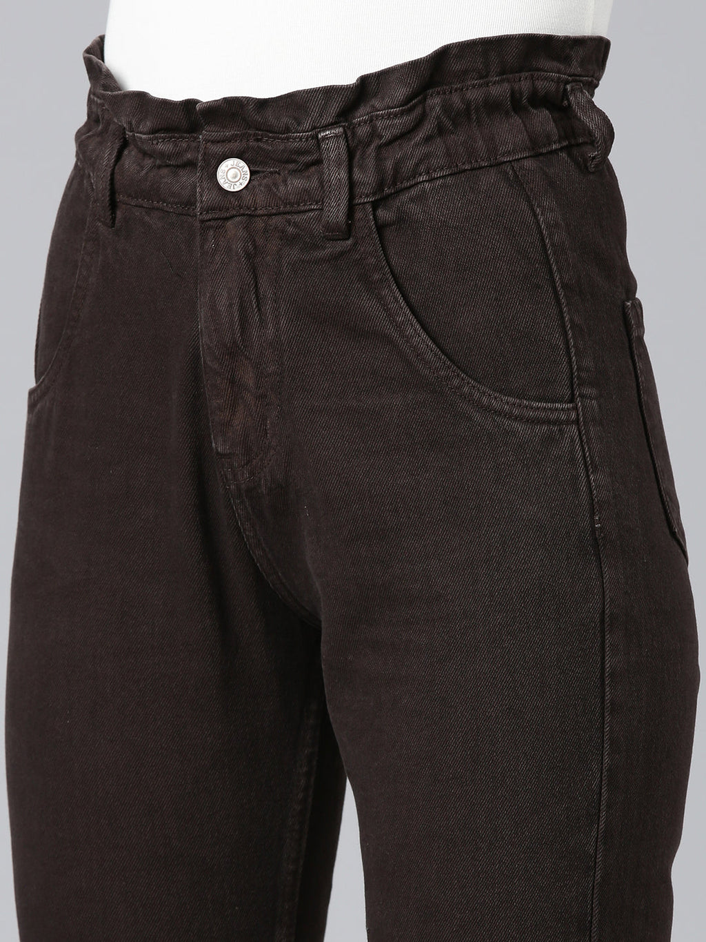 Women's Brown Mid-Rise Mom Fit Denim Jeans